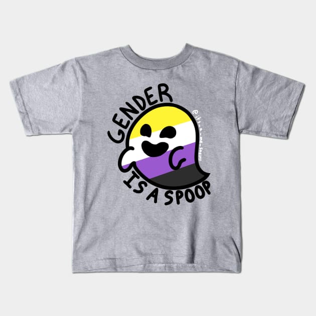 Gender is a Spoop (Non-Binary Ghost) Kids T-Shirt by SaxPon3_UmiZee